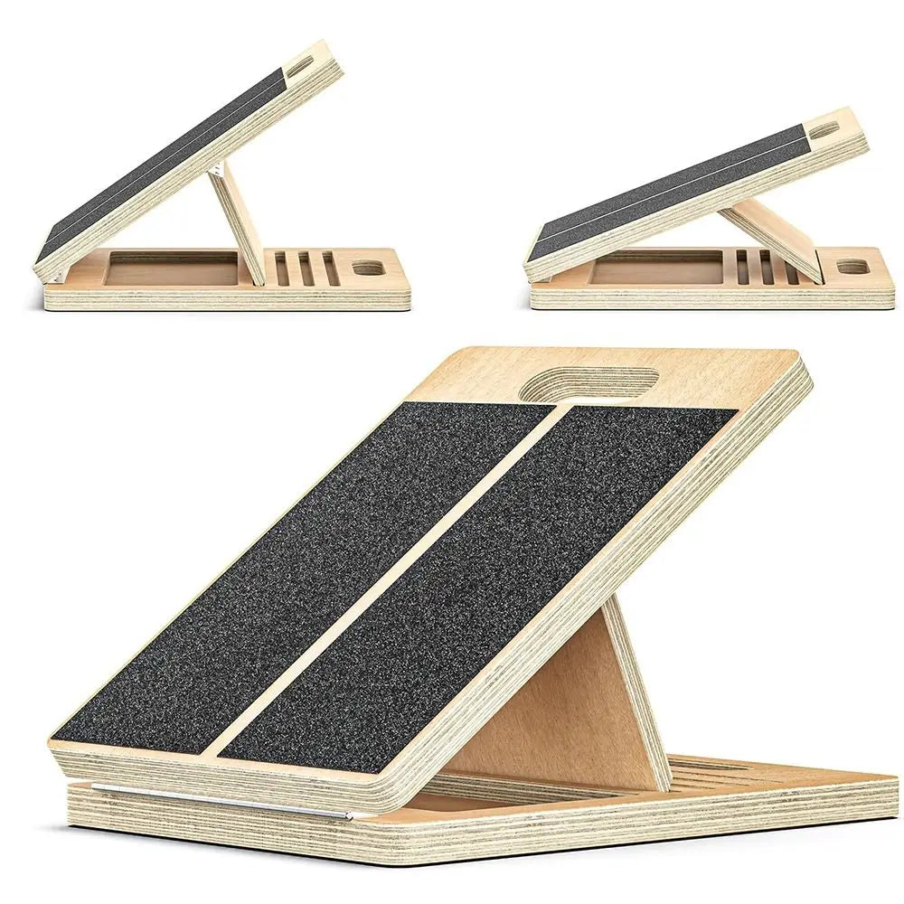 Ankora™ Adjustable Wooden Slant Board - 4-Level Calf Stretcher & Desk Footrest